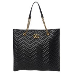 Gucci Large Black Calfskin Matelasse GG Marmont Tote