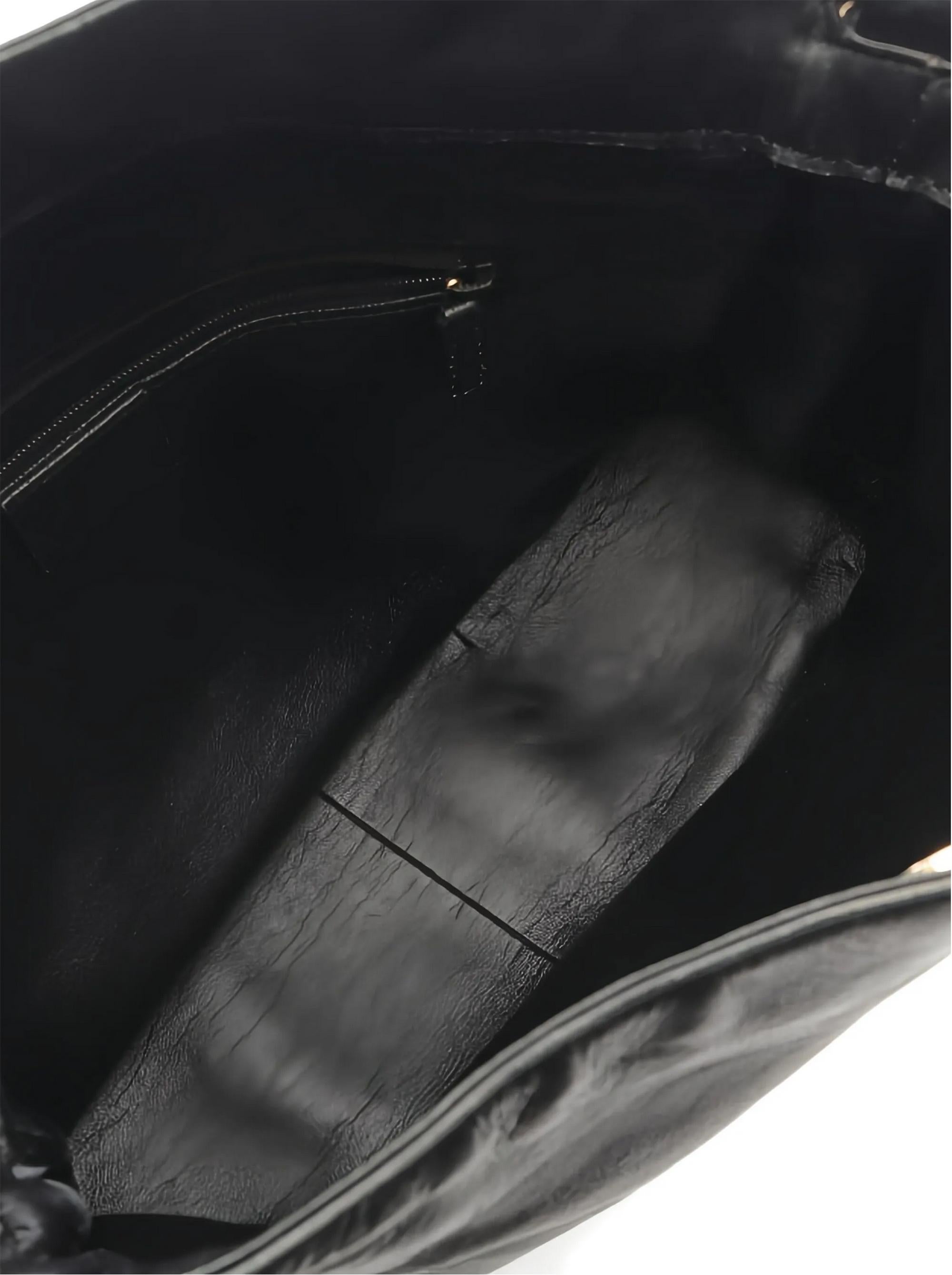 Gucci Borsa Tote grande in pelle nera di bambù In condizioni buone in vendita a Paris, FR