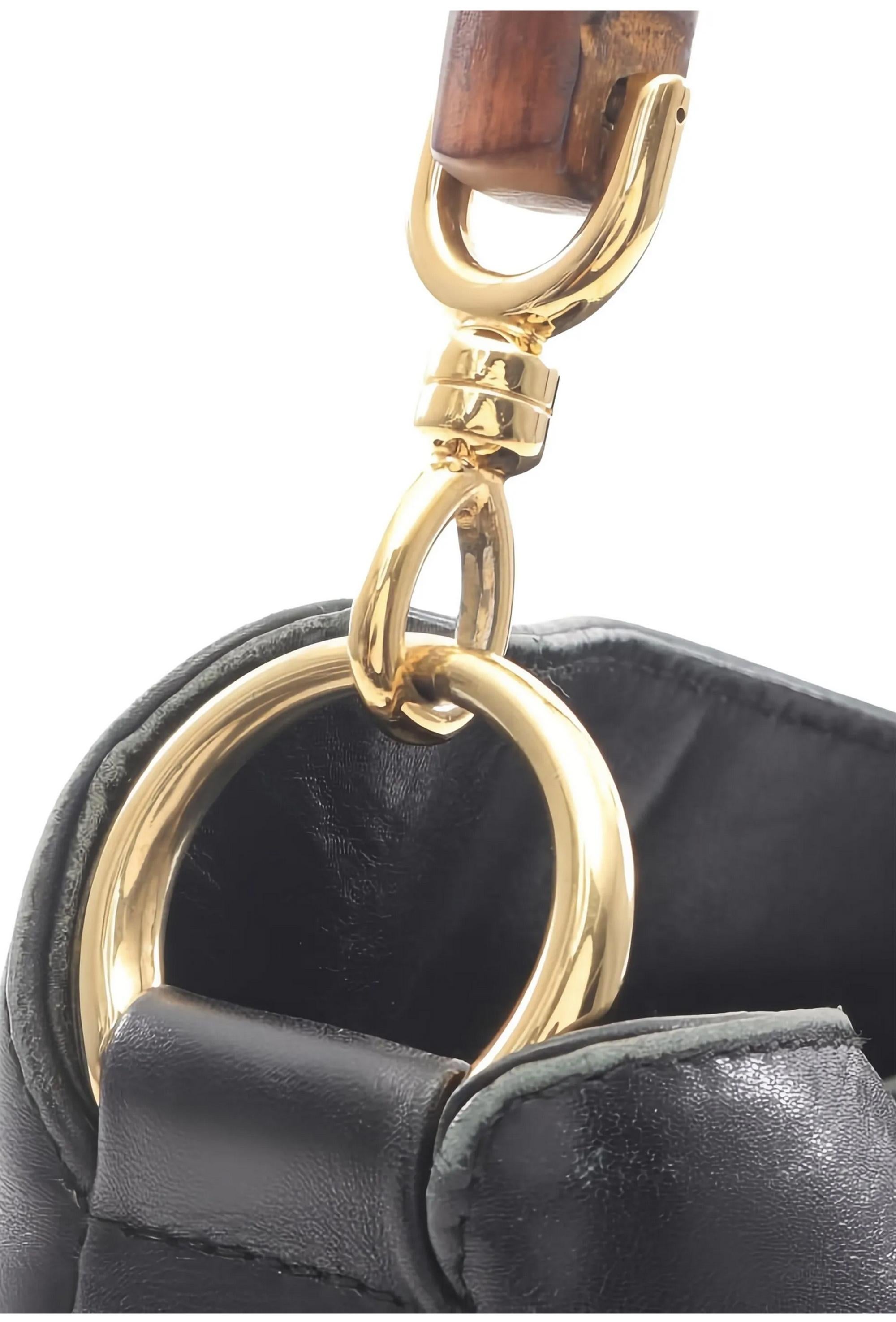 Gucci Borsa Tote grande in pelle nera di bambù in vendita 1
