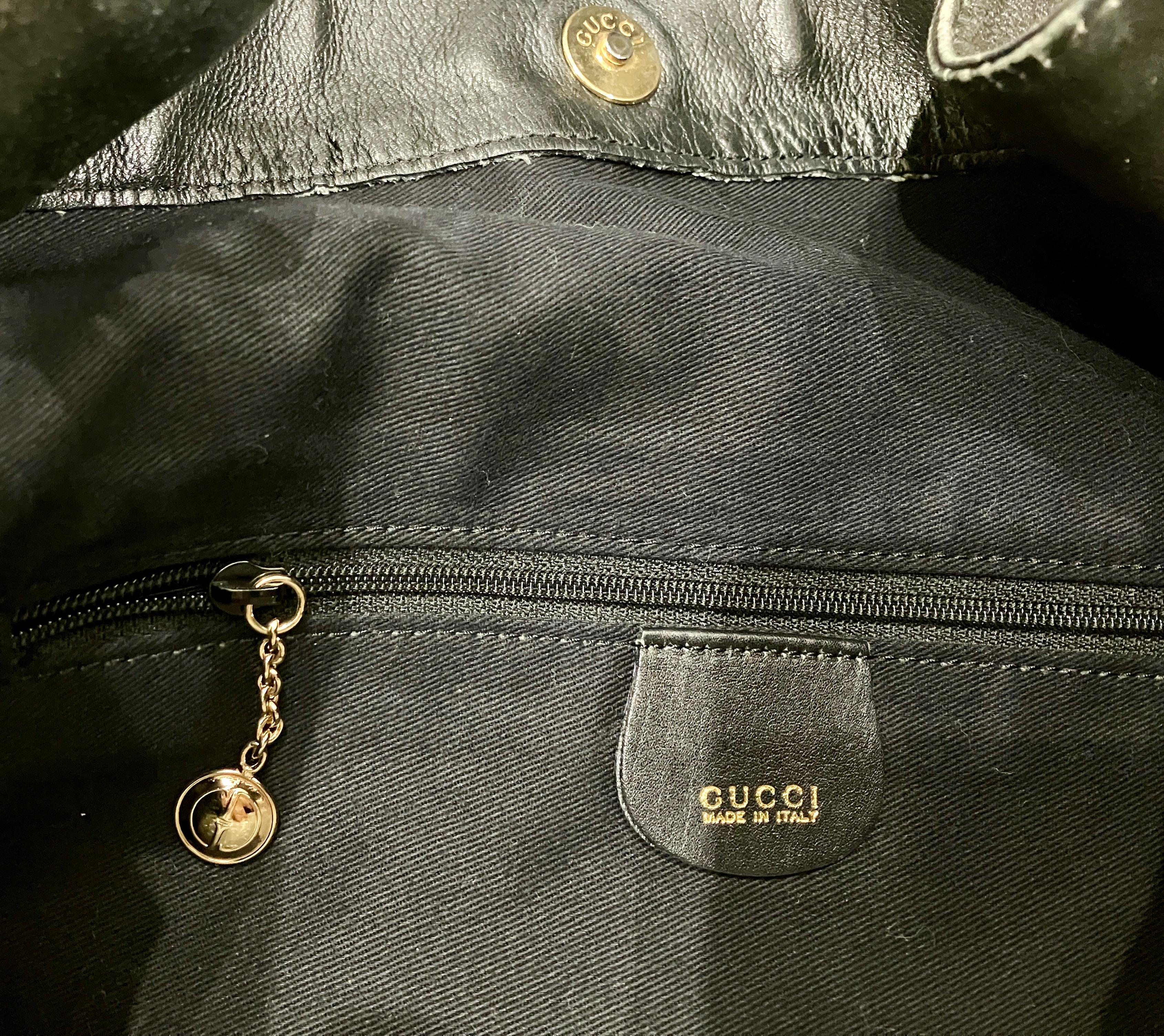 Gucci Borsa Tote grande in pelle nera di bambù in vendita 2