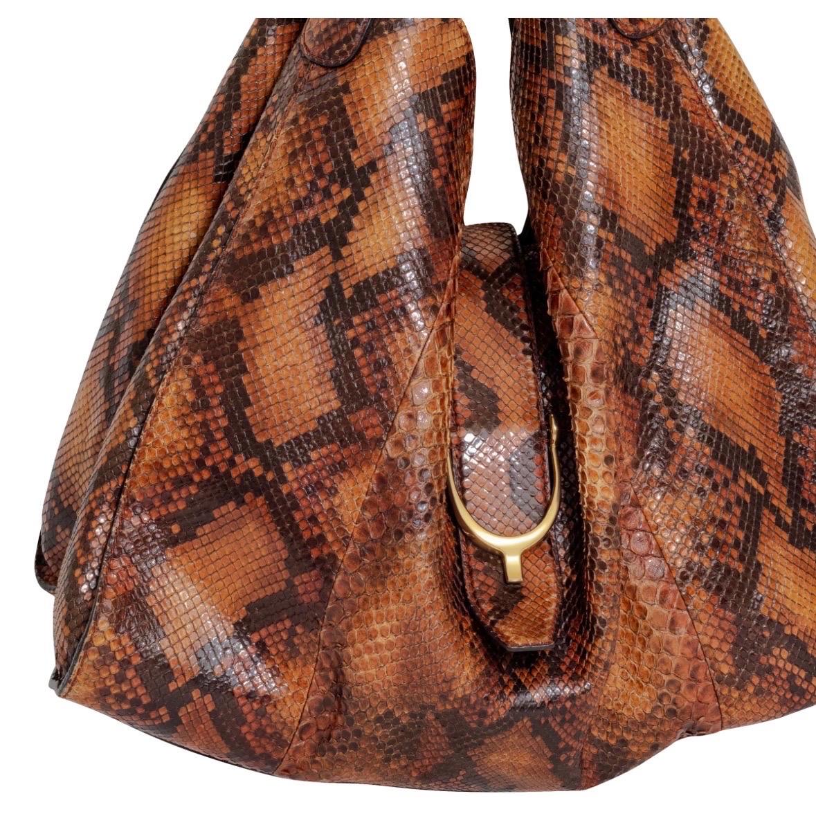 Gucci Large Brown Python Soft Stirrup Bag 1