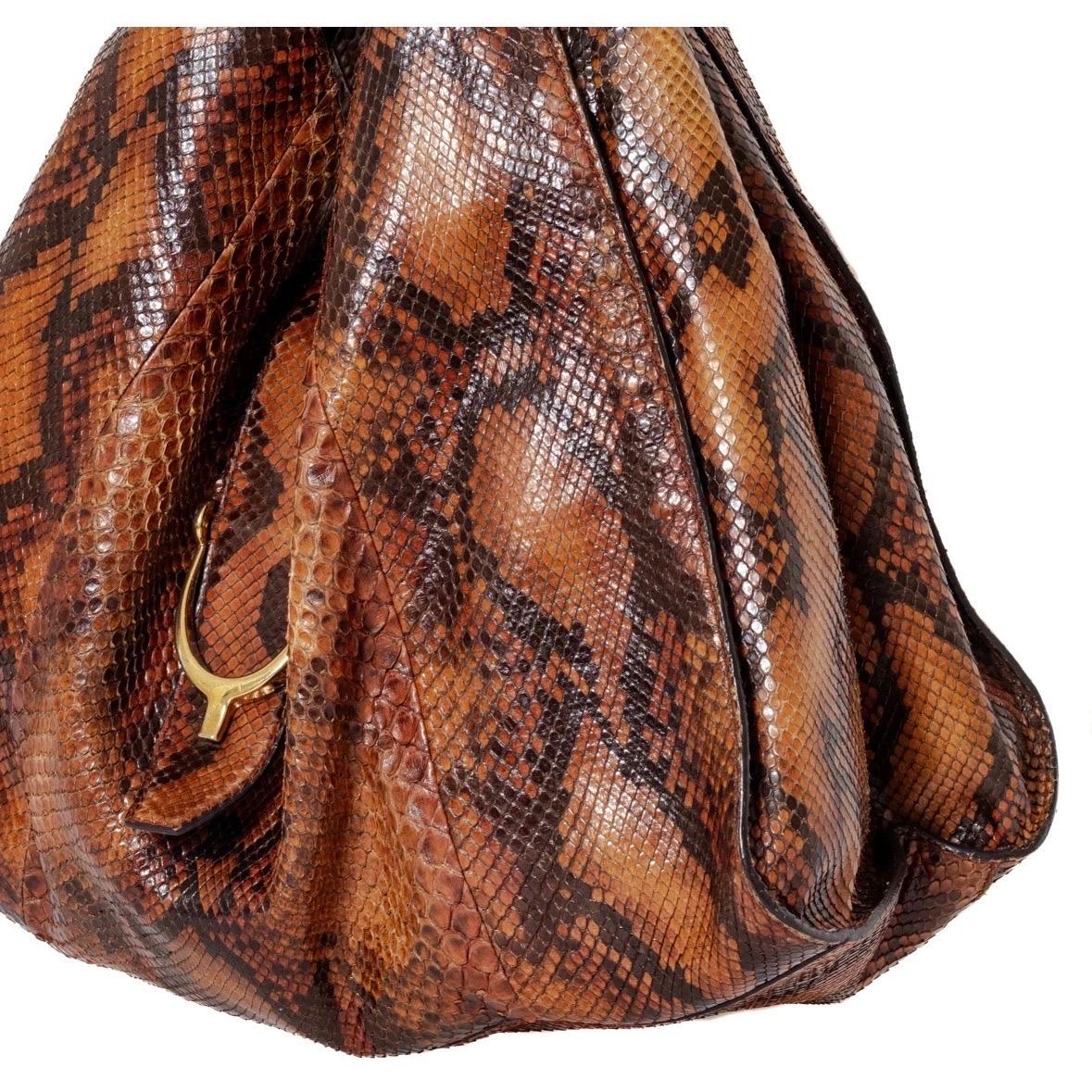 Gucci Large Brown Python Soft Stirrup Bag 2