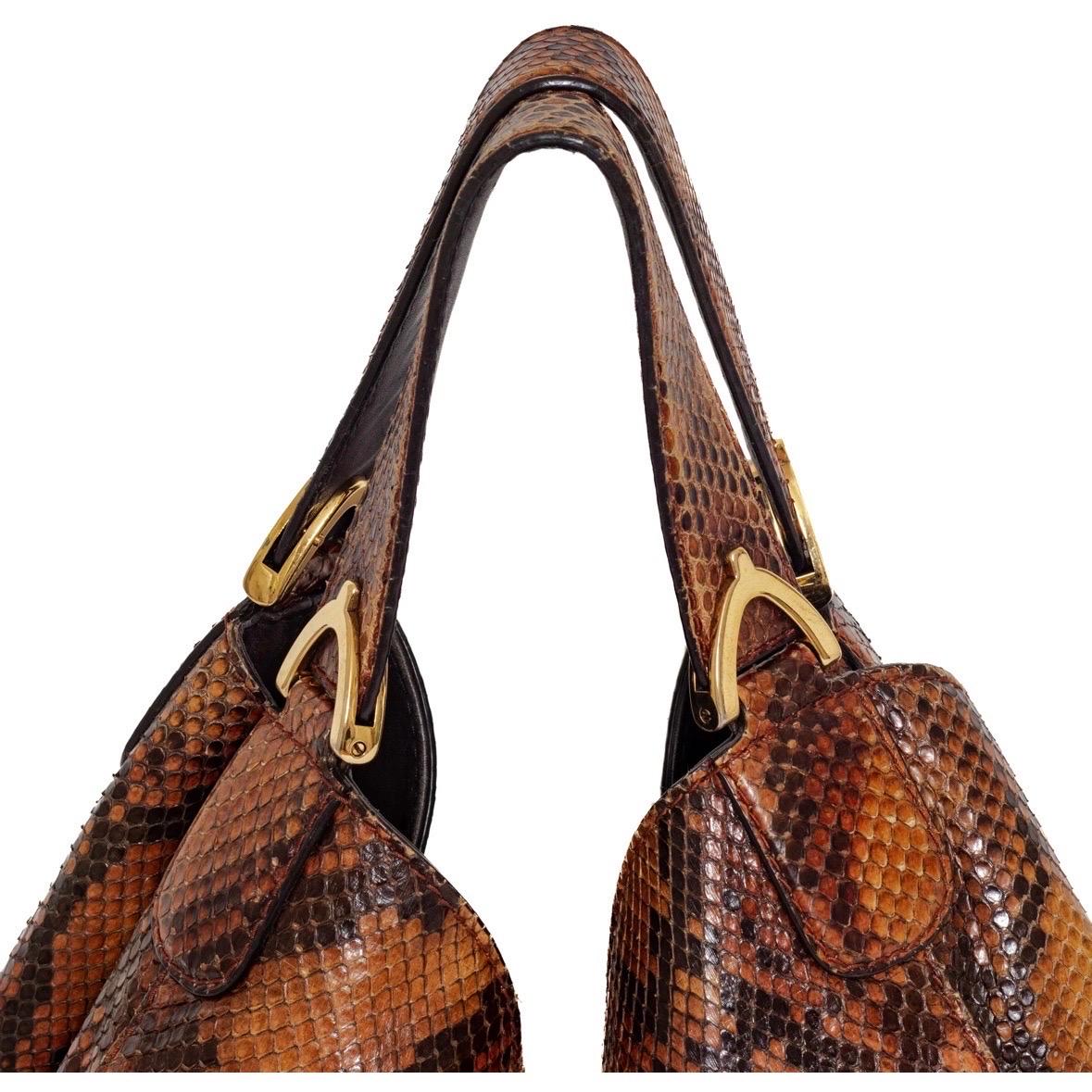 Gucci Large Brown Python Soft Stirrup Bag 3