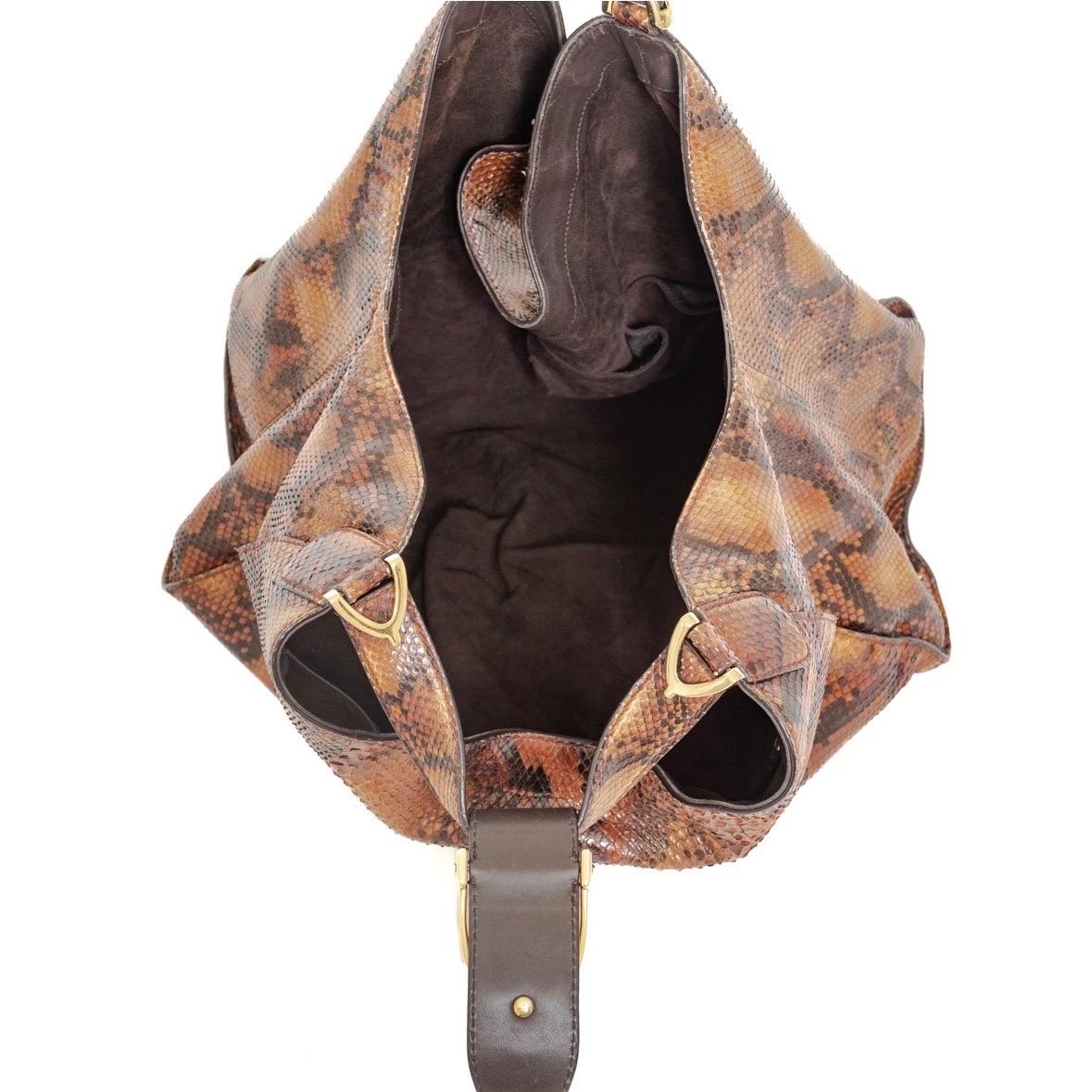 Gucci Large Brown Python Soft Stirrup Bag 4