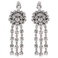 Große Kristall-Kronleuchter-Ohrringe aus Rhodium von Gucci