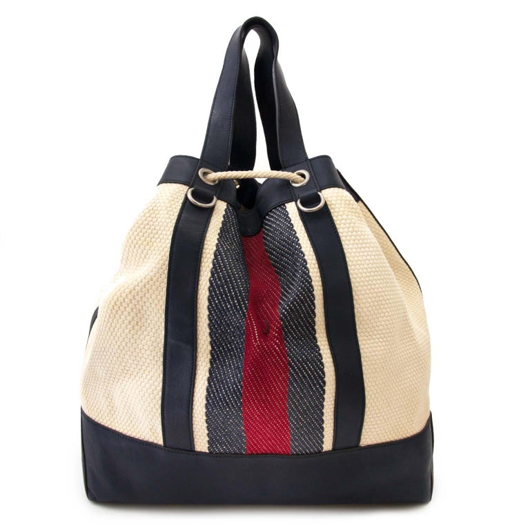 Gucci Large Drawstring Stripe Bucket Bag at 1stDibs