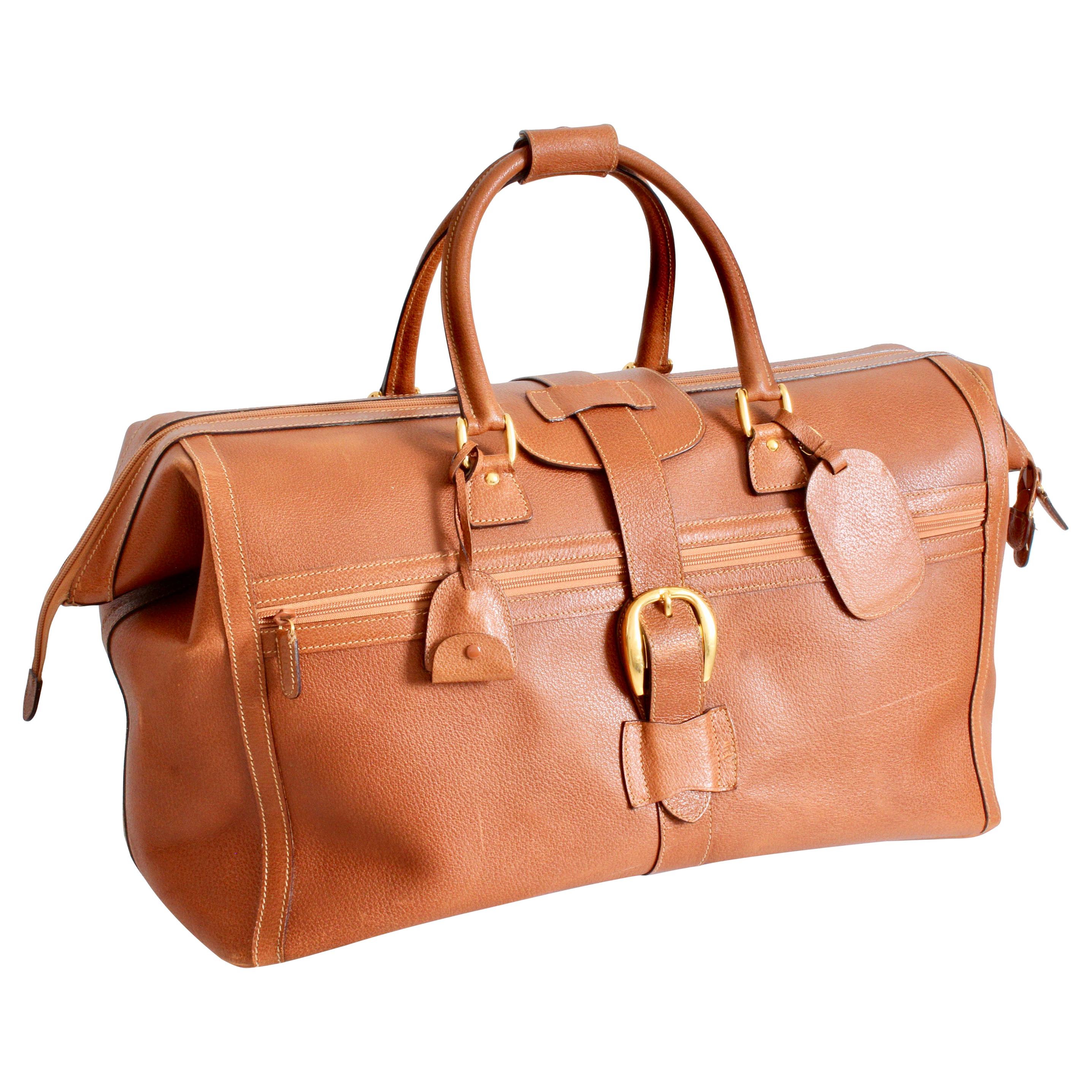 Gucci Large Duffel Travel Bag Pigskin Leather Luggage Rare 65cm 