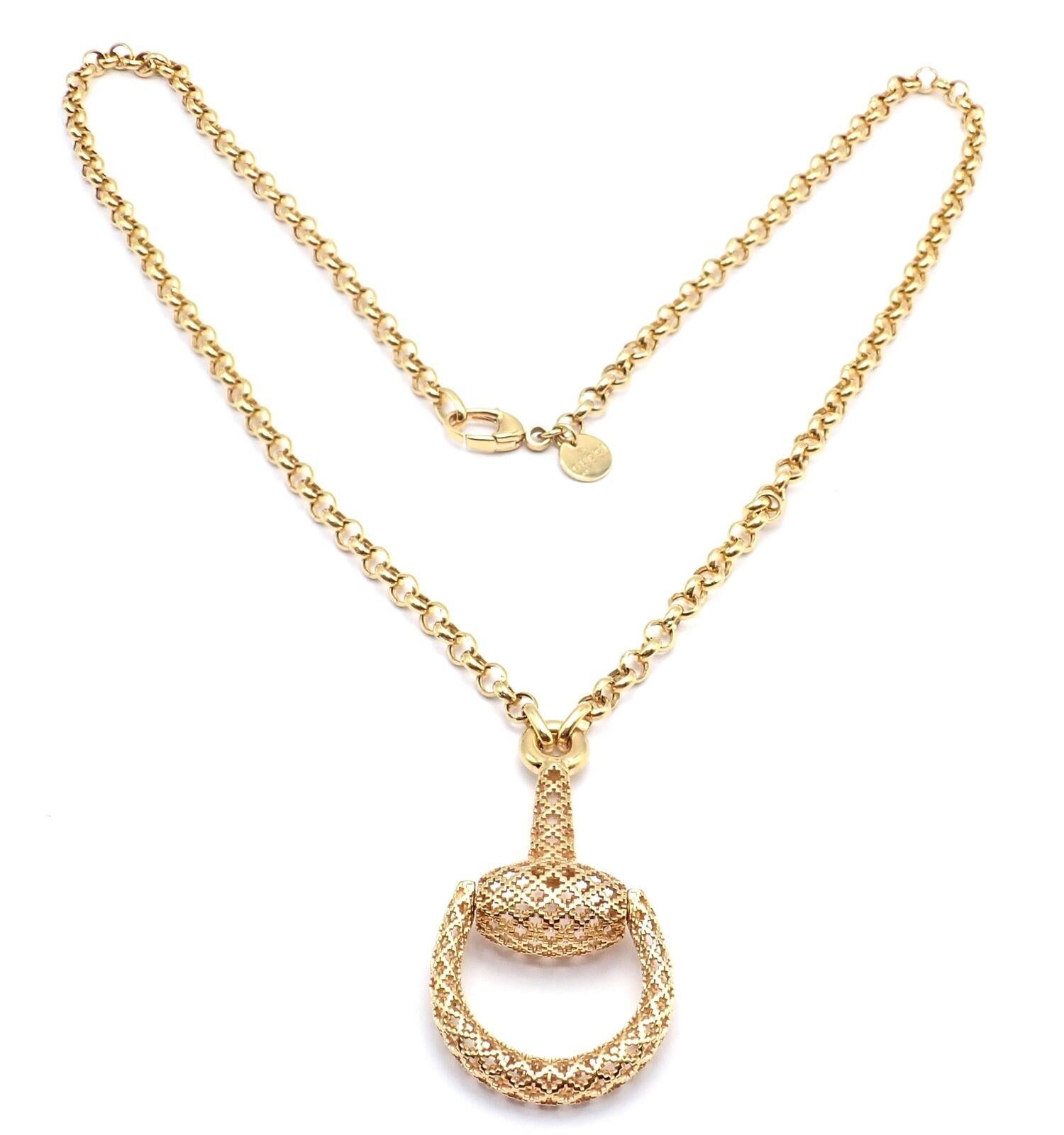 Gucci Large Horsebit Pendant Link Chain Necklace In Excellent Condition For Sale In Holland, PA
