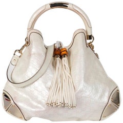 Gucci Large Indy in White Patent Guccissima leather