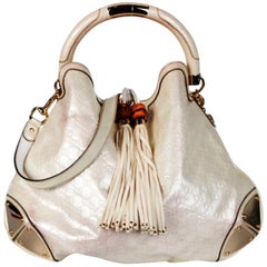 Gucci Large Indy in White Patent Guccissima leather