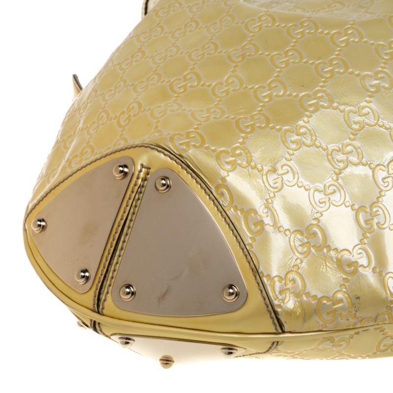 Gucci Large Indy in giallo/bianco Guccissima Patent Leather Hobo 8
