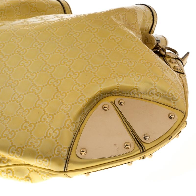 Gucci Large Indy in Yellow/White Guccissima Patent Leather Hobo 9