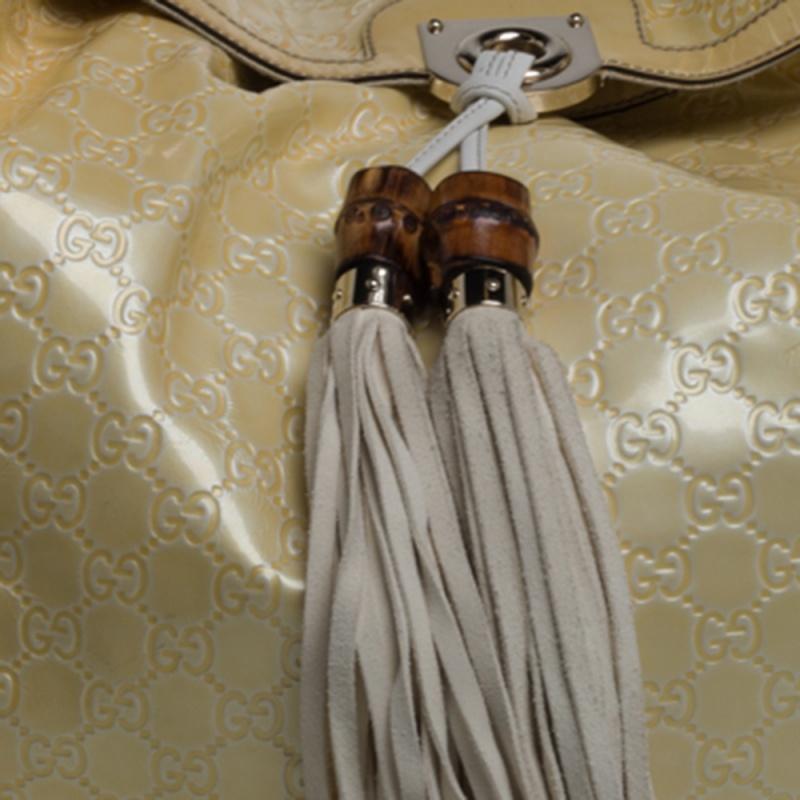 Gucci Large Indy in giallo/bianco Guccissima Patent Leather Hobo 1