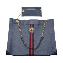 Gucci Large Navy Blue Rajah Chain Tote with Pouch