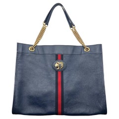 Gucci Large Navy Blue Rajah Chain Tote with Pouch