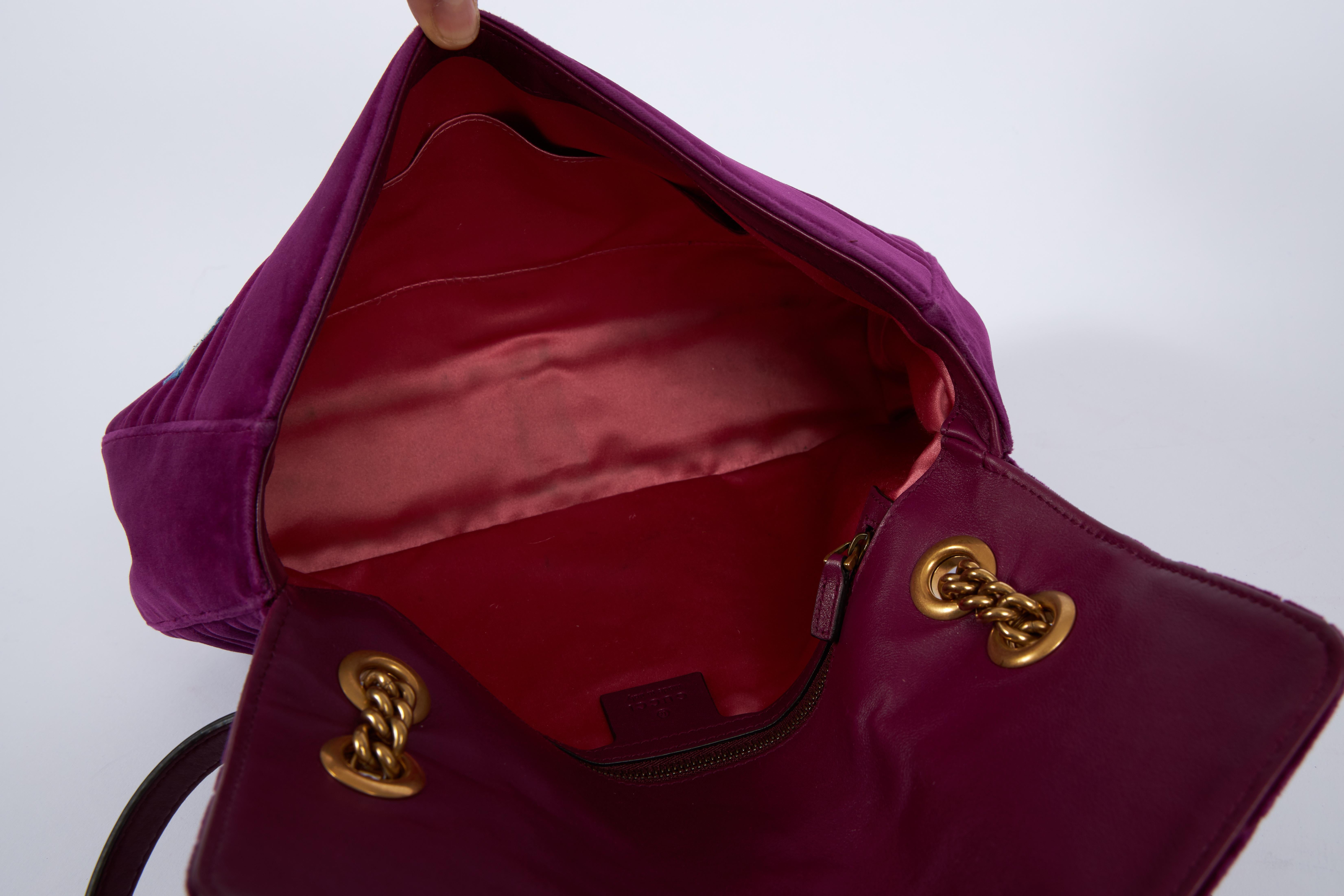 Gucci Große lila Samt LOVED Marmont Tasche Damen