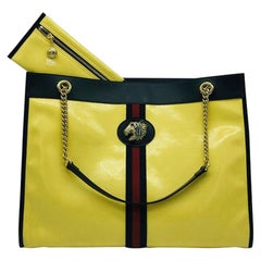 Gucci Large Rajah Tote Bag - Yellow Leather - Chain Strap and includes pouch