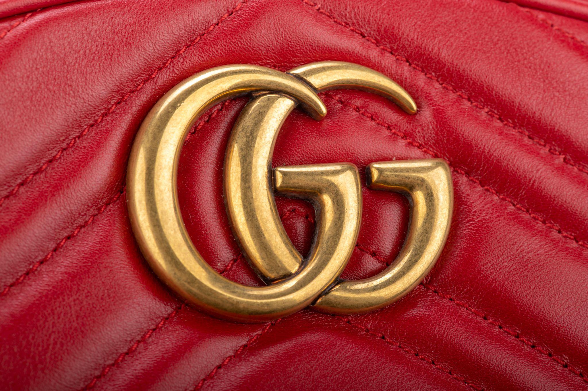 Gucci Large Red Leather Fanny Pack Logo For Sale 3