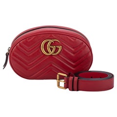 Gucci Large Red Leather Fanny Pack Logo