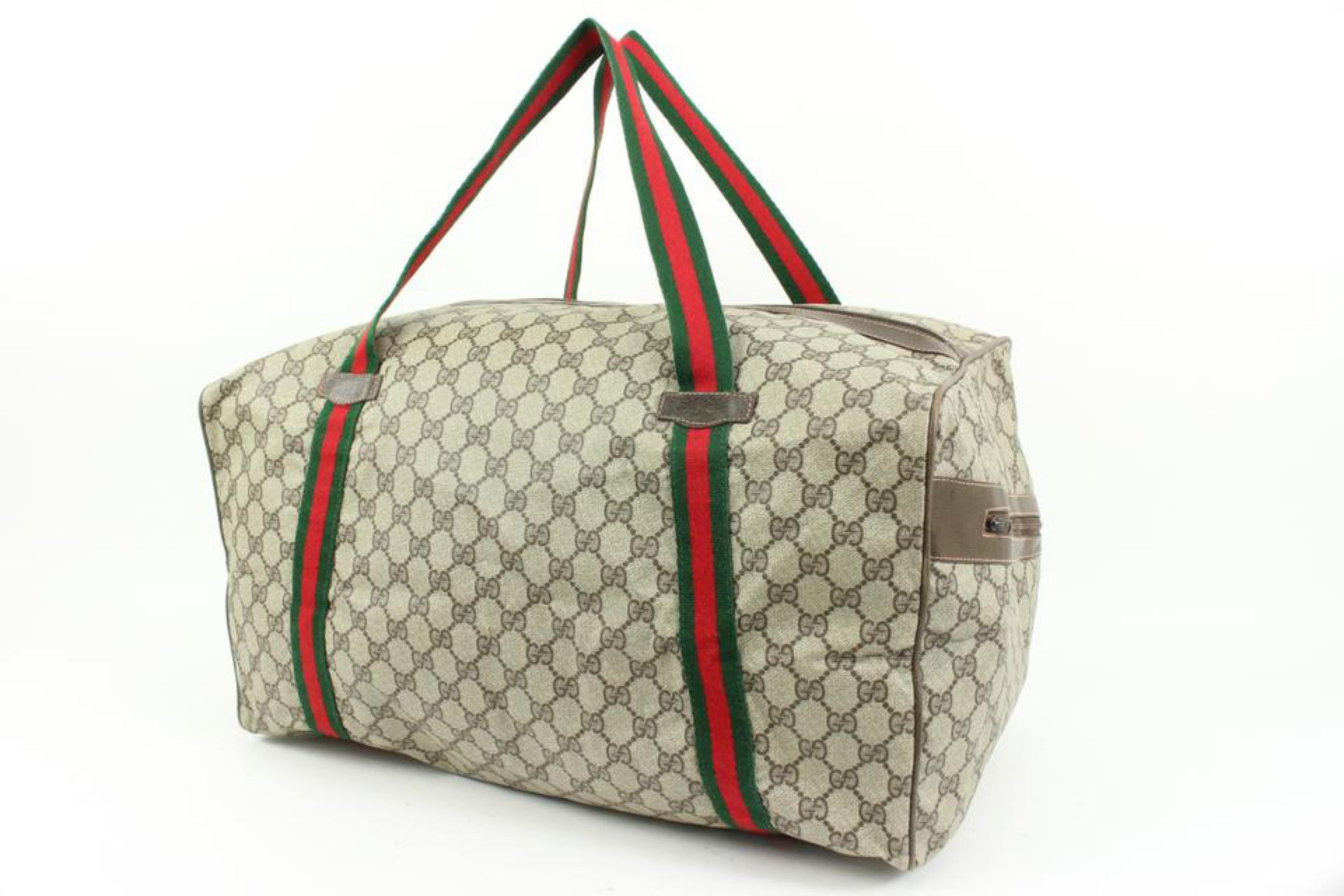 Gucci Large Supreme GG Web Boston Duffle bag 80gz422s
Made In: Italy
Measurements: Length:  18.5