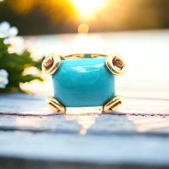 Gucci Large Turquoise Horsebit Yellow Gold Ring