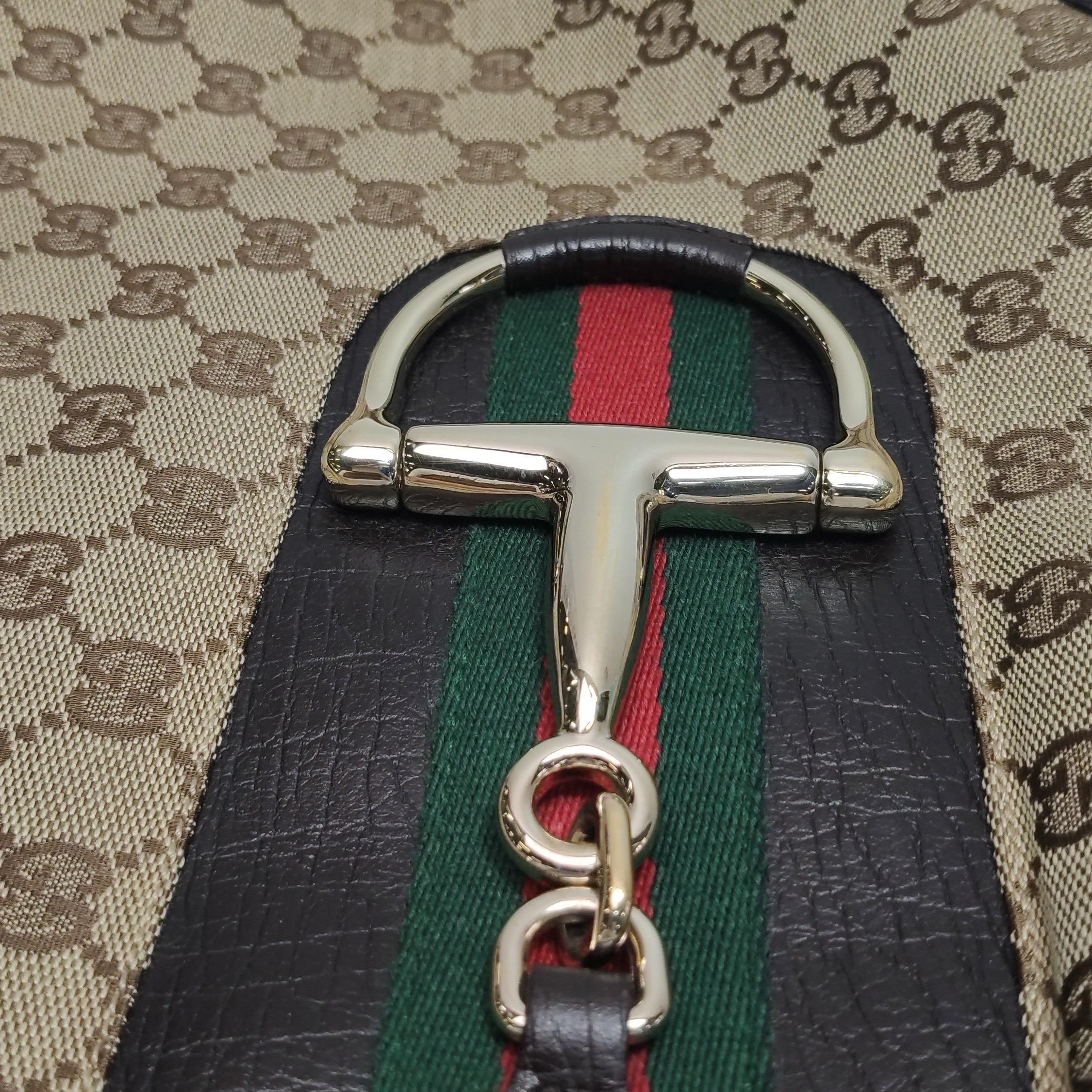 Bolso de hombro grande vintage marrón con monograma y herradura lateral de cuero de Gucci en venta 7