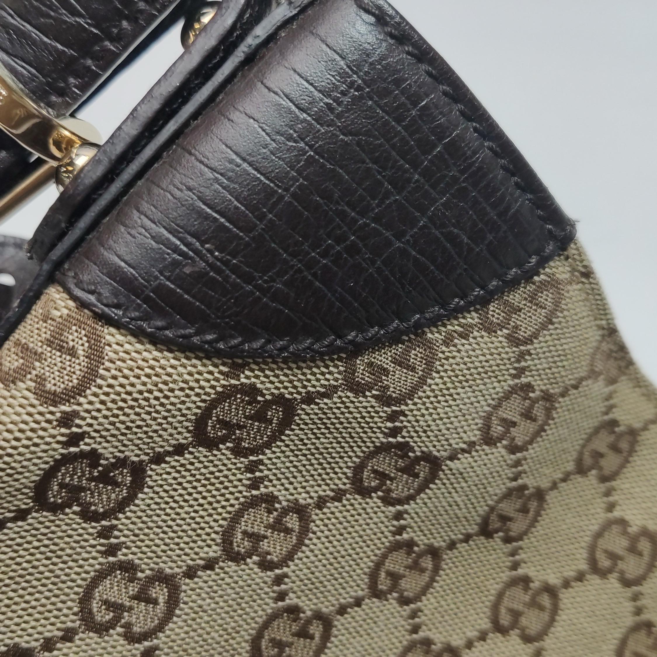 Bolso de hombro grande vintage marrón con monograma y herradura lateral de cuero de Gucci en venta 9