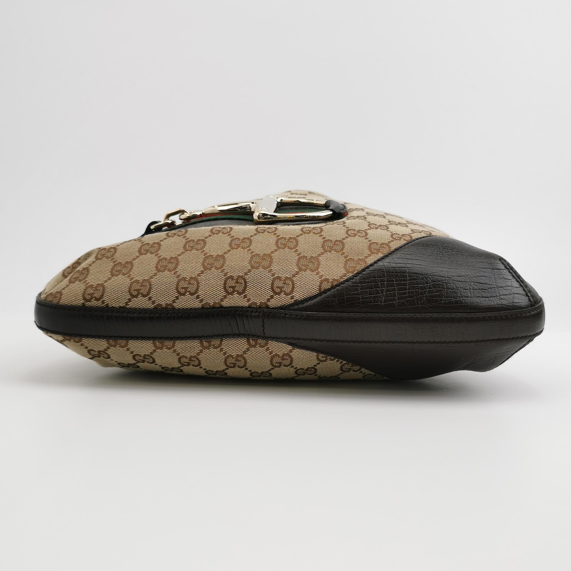 Bolso de hombro grande vintage marrón con monograma y herradura lateral de cuero de Gucci en venta 3