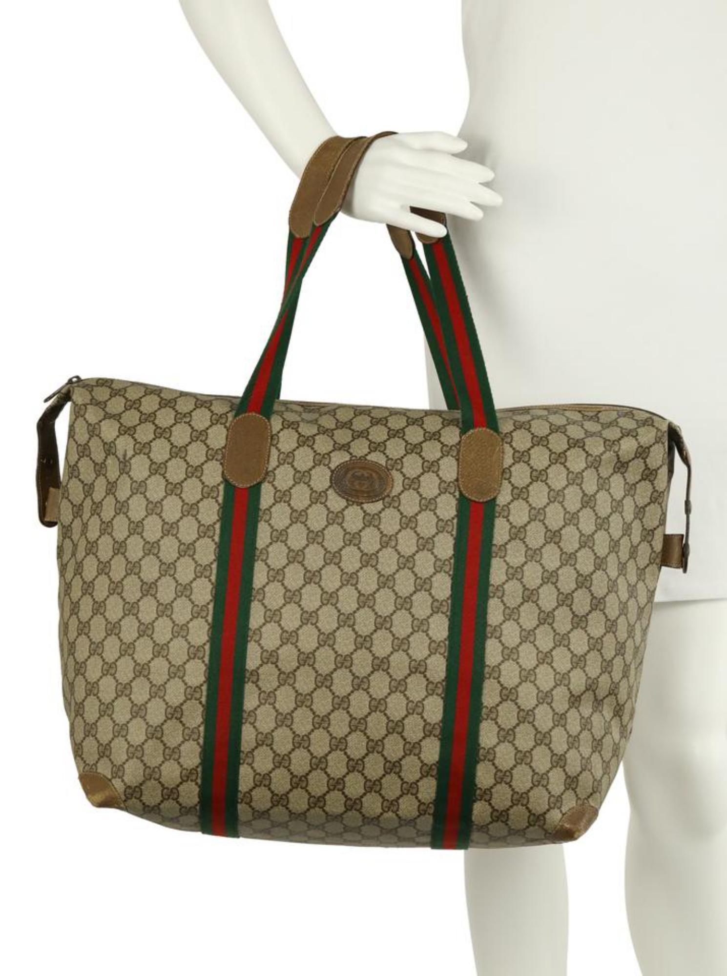 Gucci Large Web Gg Brown Coated Canvas Tote 24729021 8