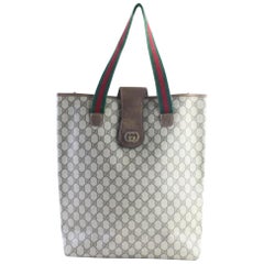 Used Gucci Large Web Shopper Tote 226529 Brown Supreme Canvas Messenger Bag