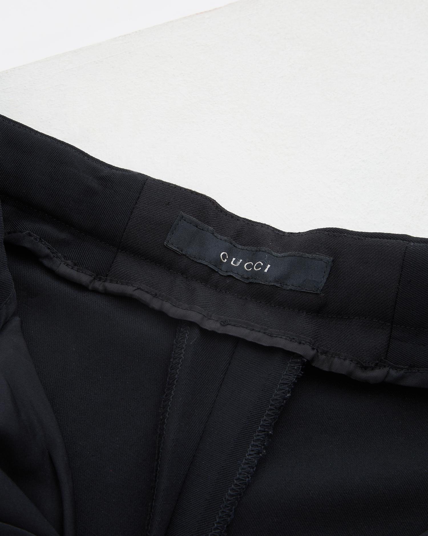 Gucci Late 1990s Black Wide-Leg Cool Wool Pants For Sale 2