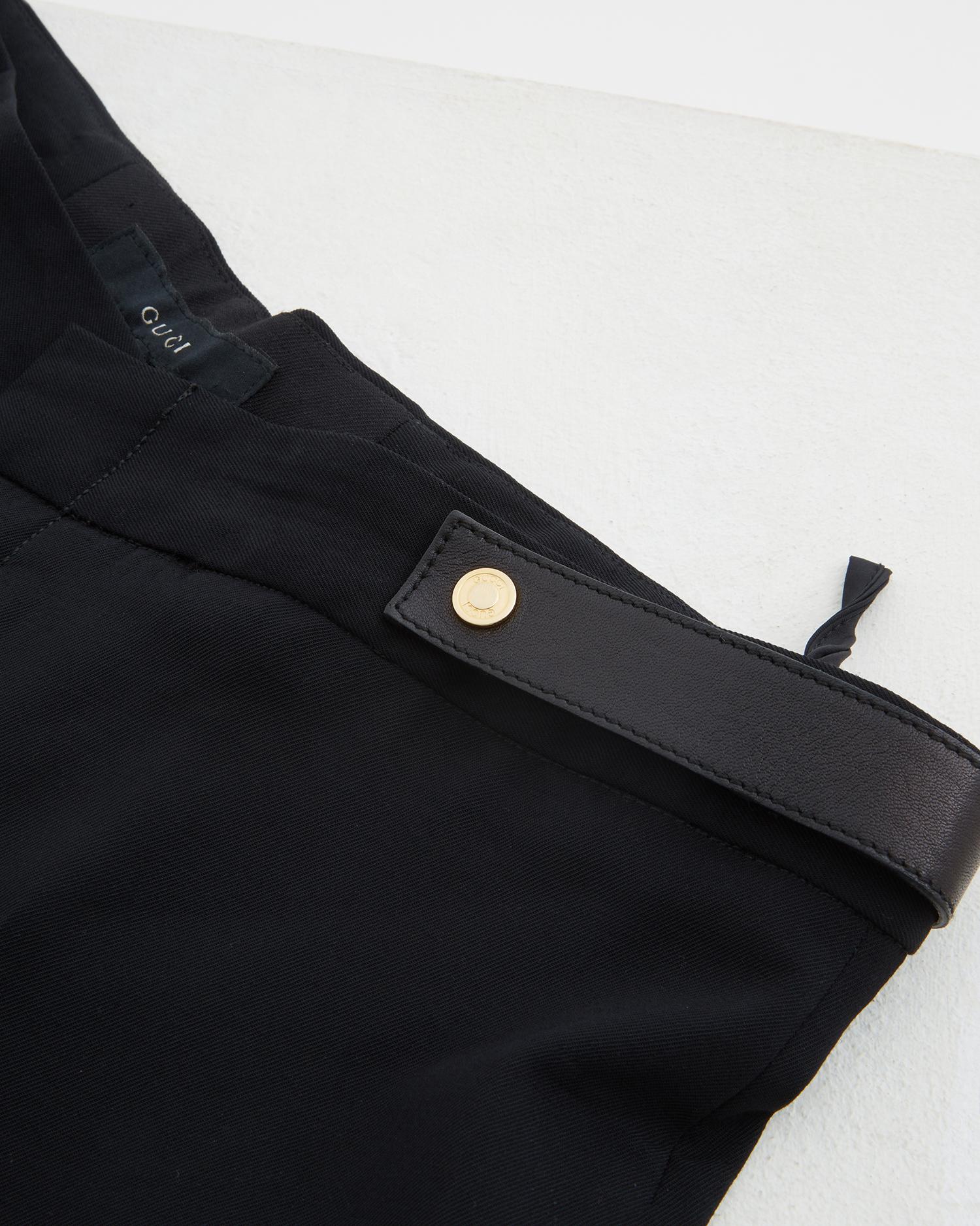 Gucci Late 1990s Black Wide-Leg Cool Wool Pants For Sale 3