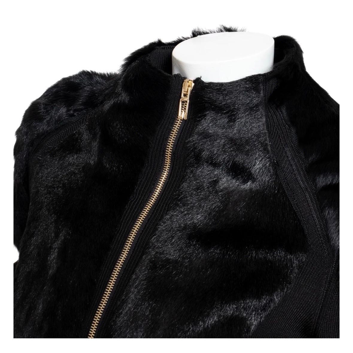 Gucci Late 90s Black Knit and Fur Zippered Cardigan In Good Condition For Sale In Los Angeles, CA