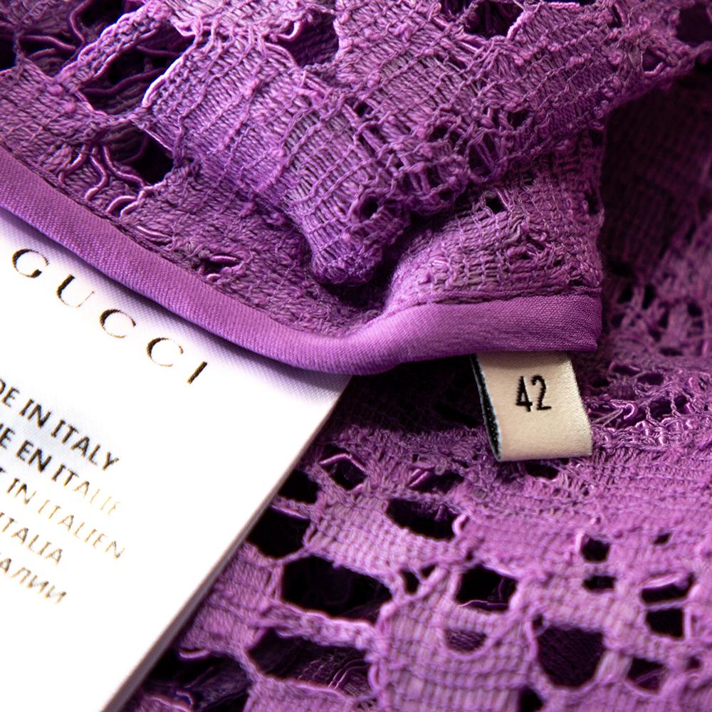 Gucci Lavender Floral Corded Lace Button Front Jacket M 1