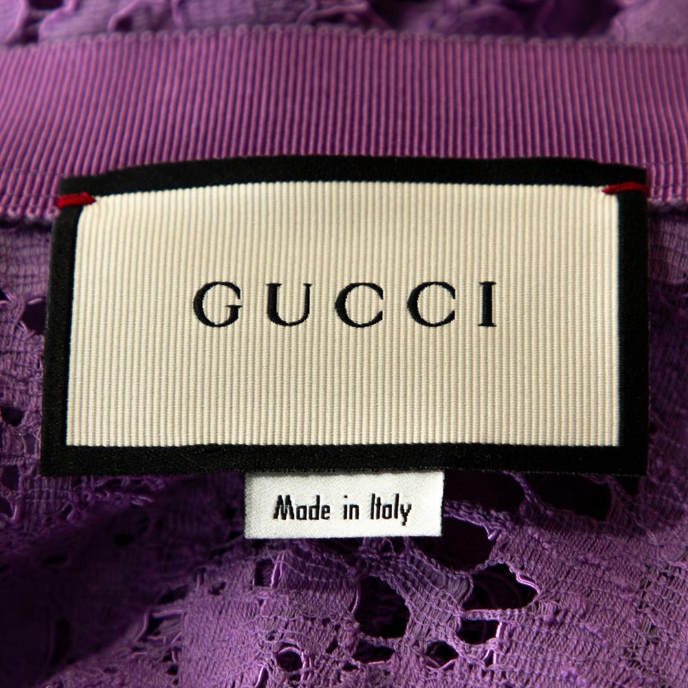 Gucci Lavender Floral Corded Lace Button Front Jacket M 2