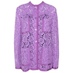 Gucci Lavender Floral Corded Lace Button Front Jacket M