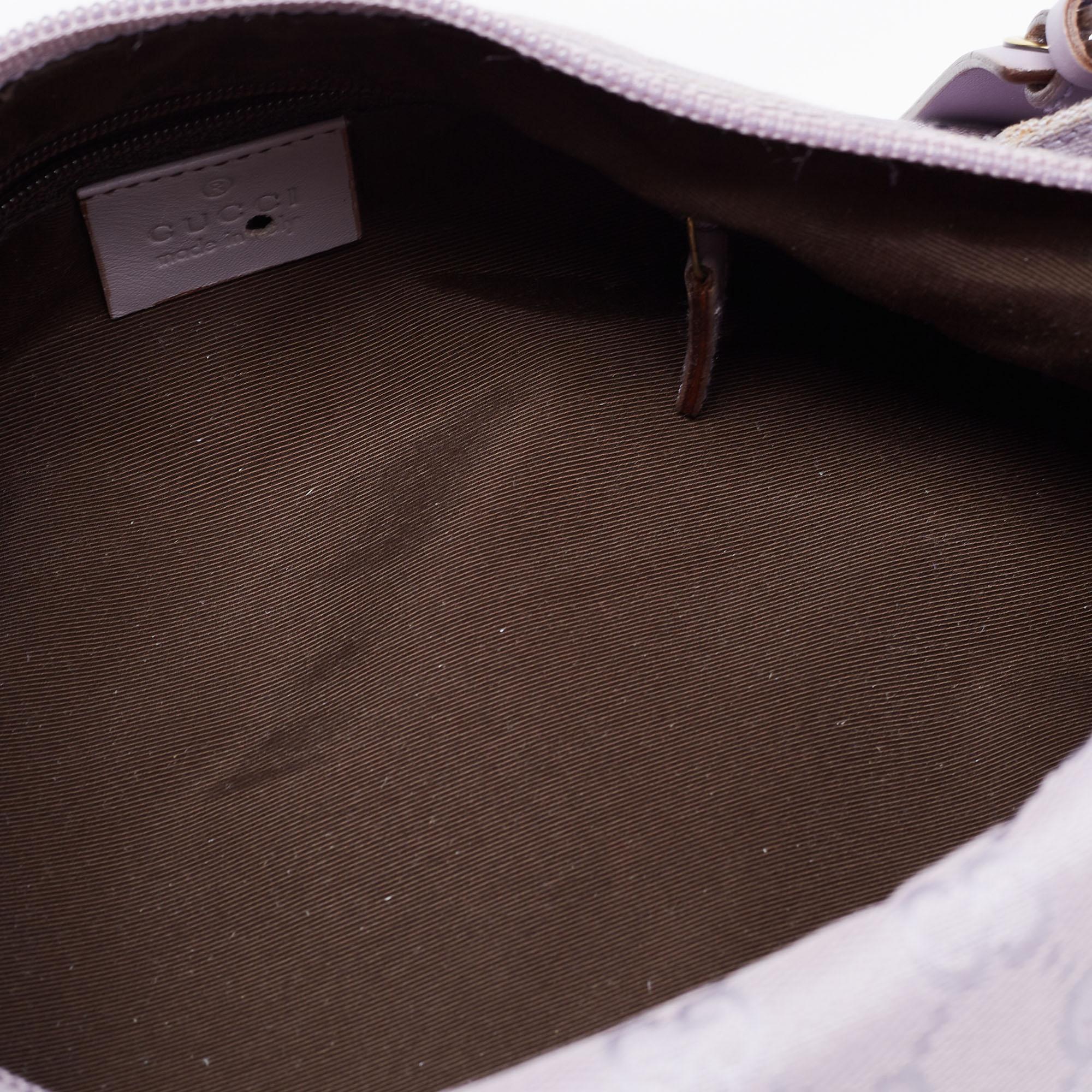 Gucci Lavender GG Canvas and Leather Zip Hobo 5