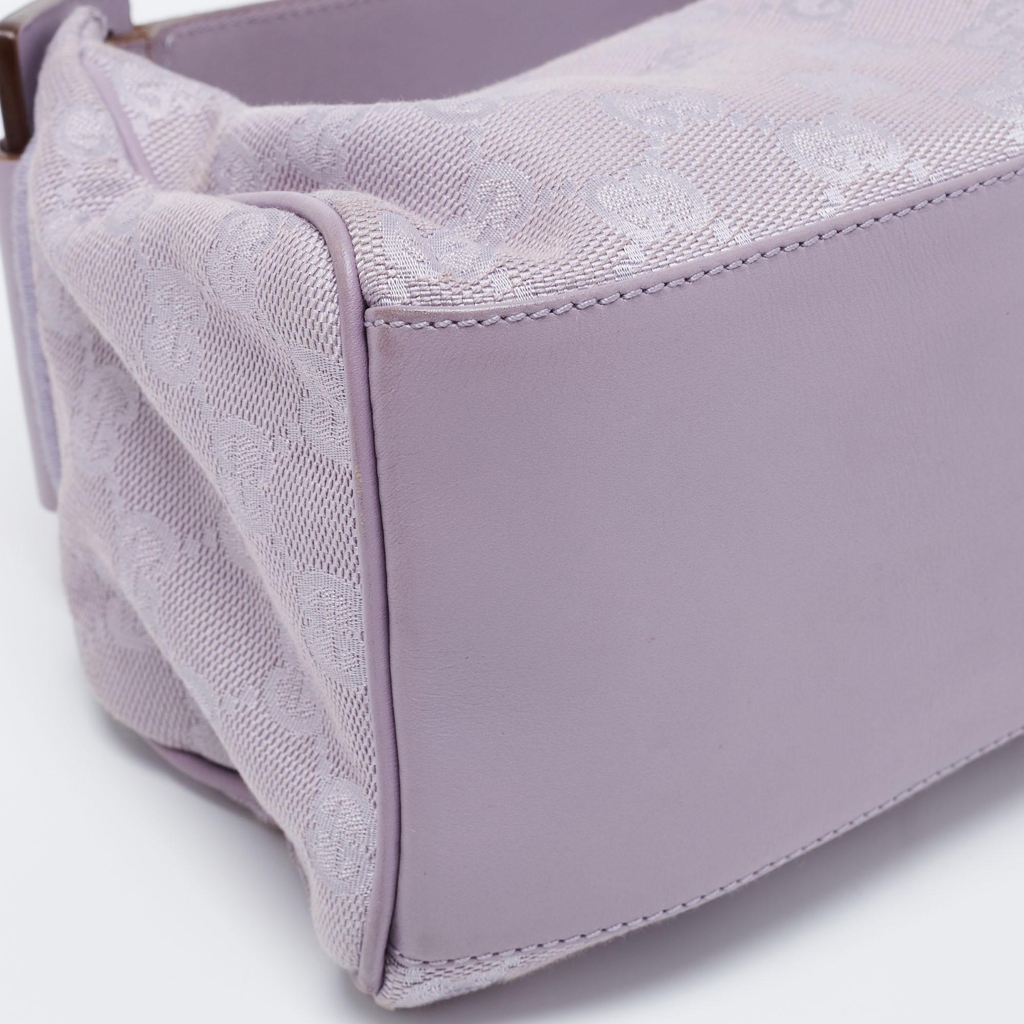 Gucci Lavender GG Canvas and Leather Zip Hobo 7