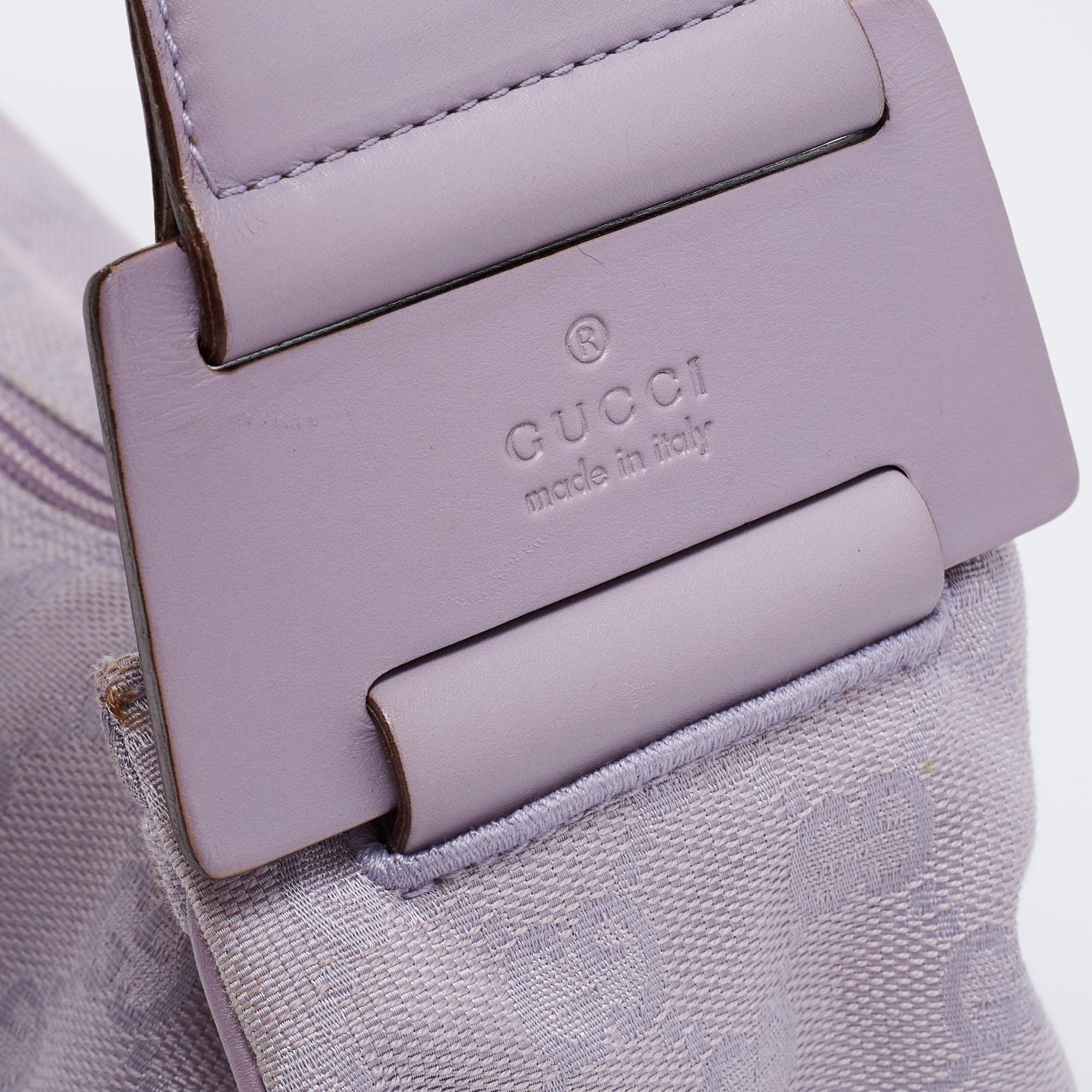 Gucci Lavender GG Canvas and Leather Zip Hobo 8