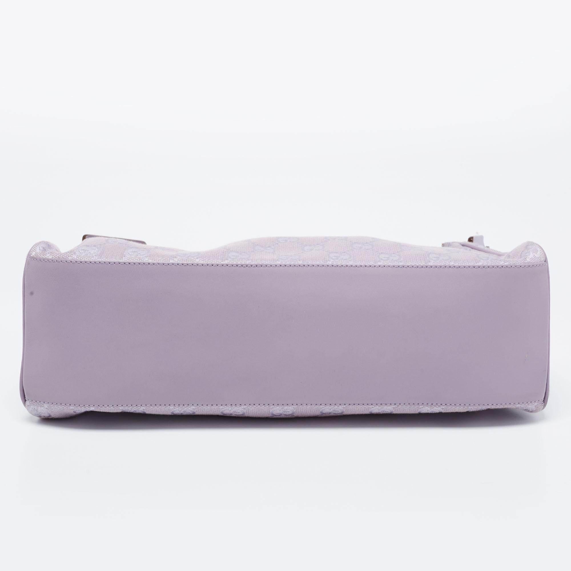 Women's Gucci Lavender GG Canvas and Leather Zip Hobo
