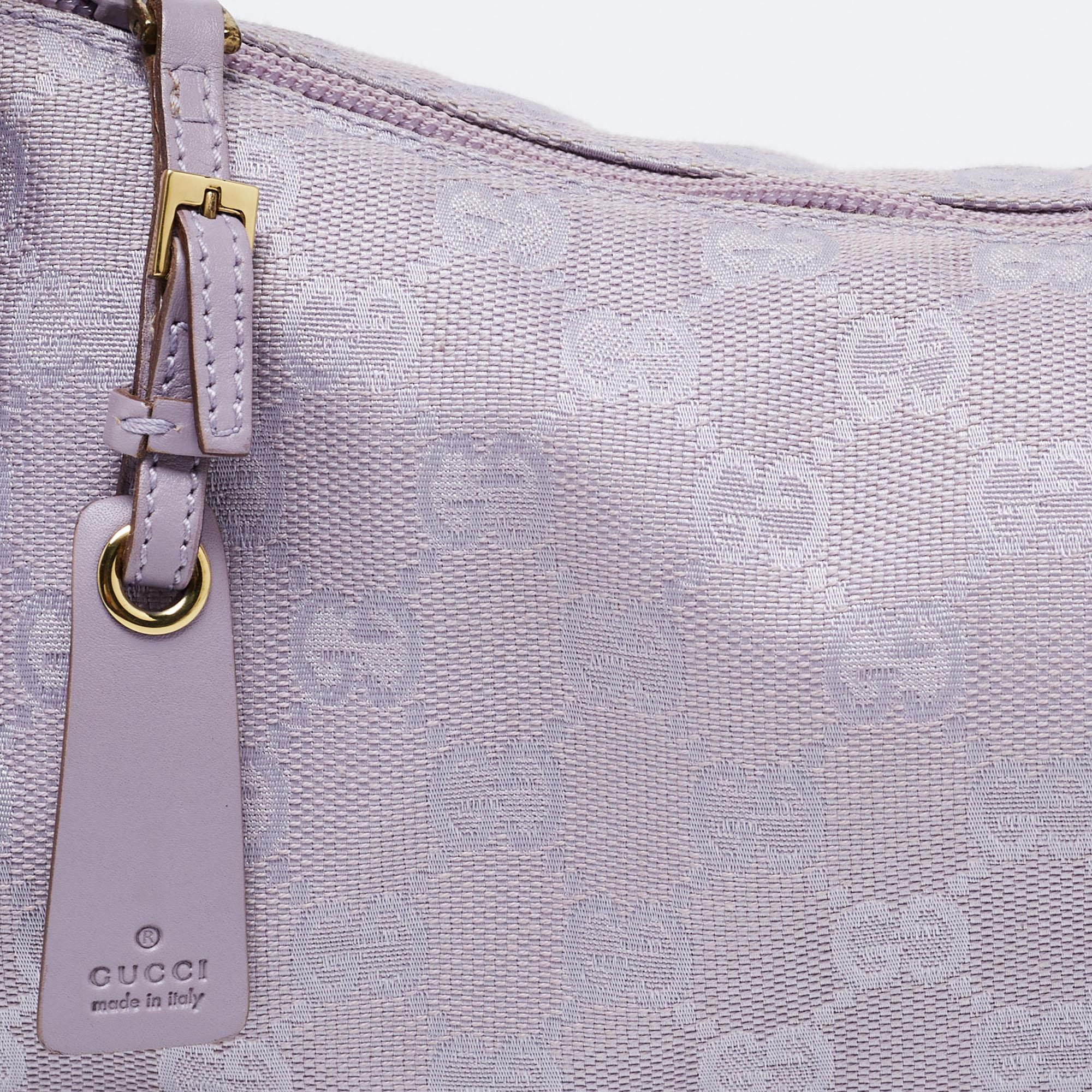Gucci Lavender GG Canvas and Leather Zip Hobo 2