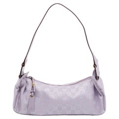 Gucci Lavender GG Canvas and Leather Zip Hobo