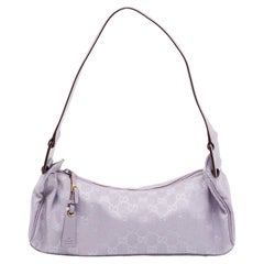 Gucci Lavendel GG Segeltuch und Leder Zip Hobo mit Reißverschluss