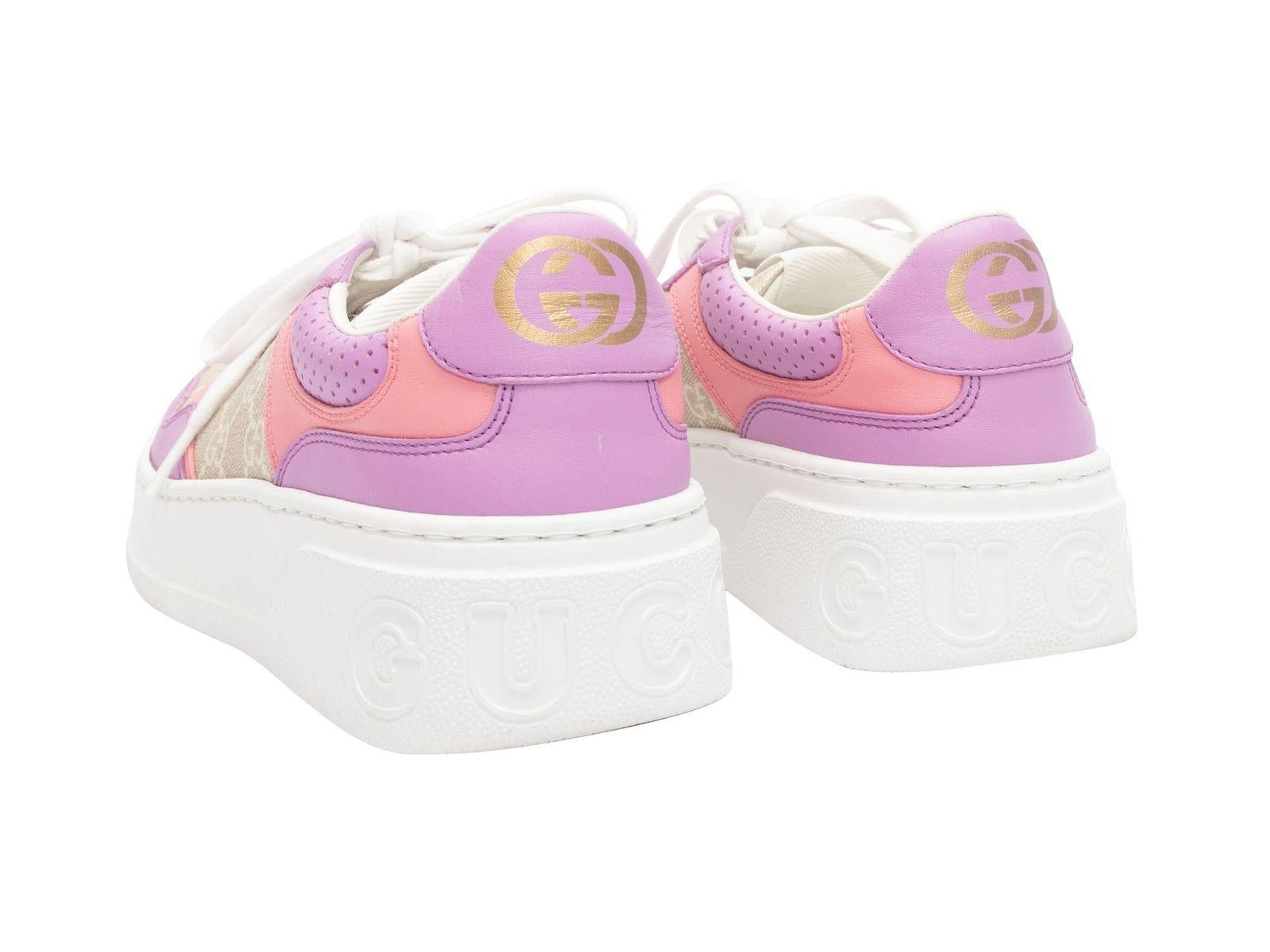 Gucci Lavender & Multicolor Leather & Coated Canvas Sneakers 1