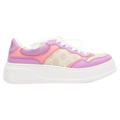 Gucci Lavender & Multicolor Leather & Coated Canvas Sneakers