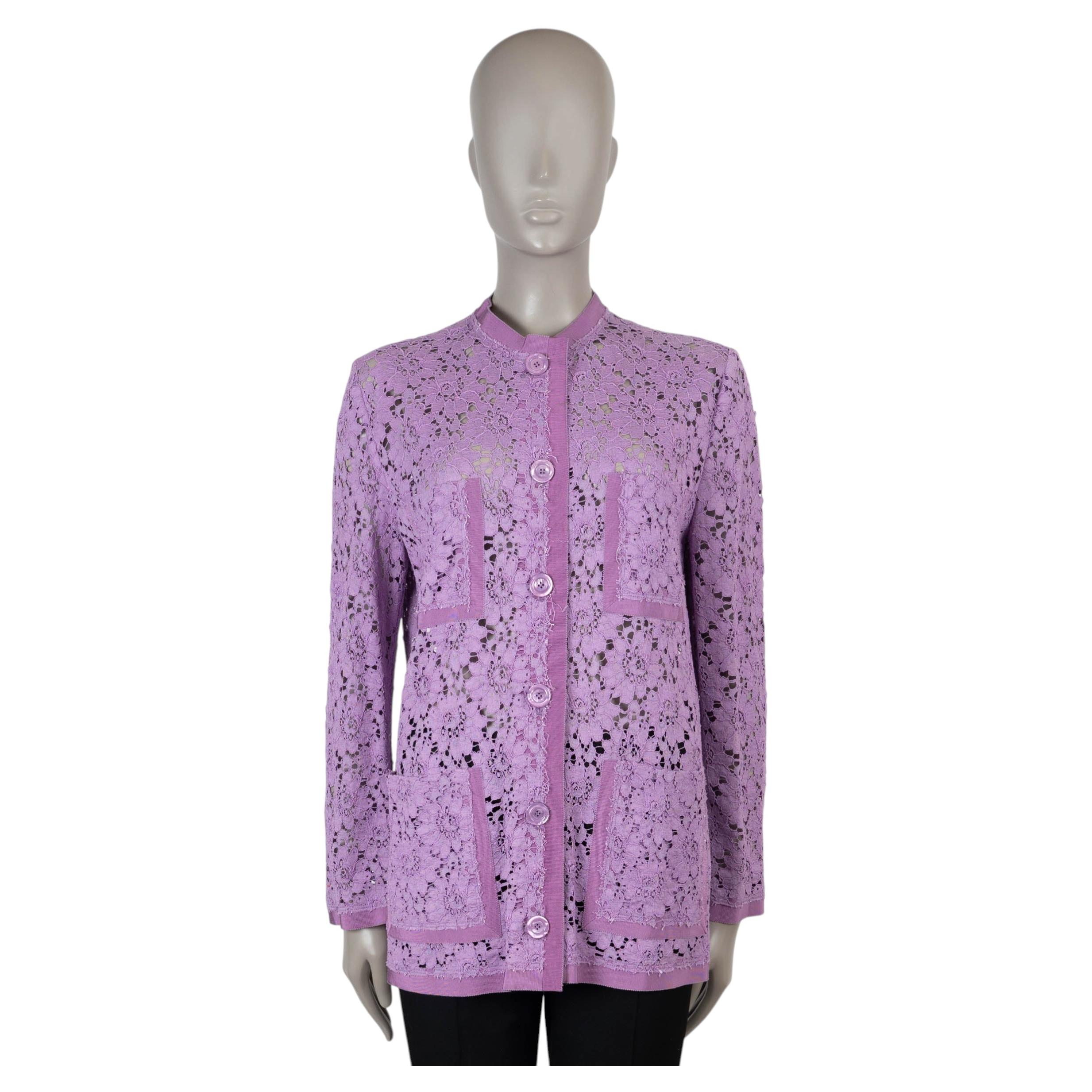 GUCCI lavender viscose 2018 FLORAL LACE OVERSHIRT Jacket 42 M