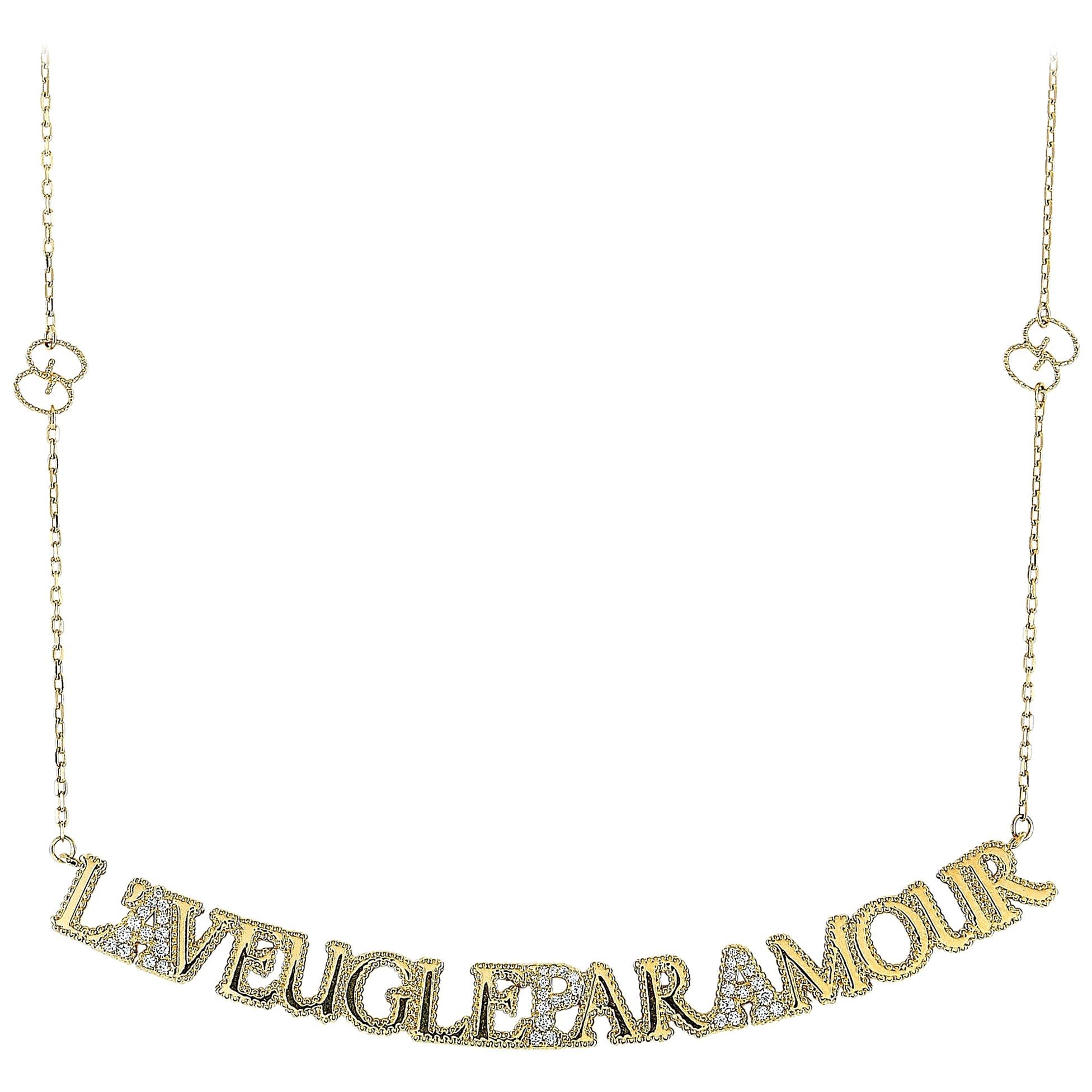 Gucci L'Aveugle Par Amour 18 Karat Yellow Gold Diamond Necklace