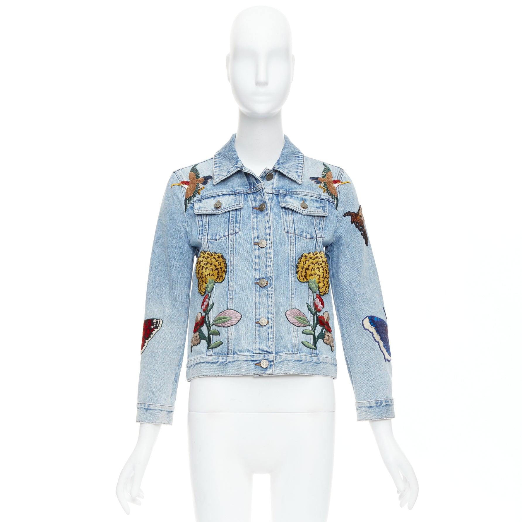 GUCCI L'Aveugle Par Amour chaqueta vaquera bordada parche azul IT38 XS 5