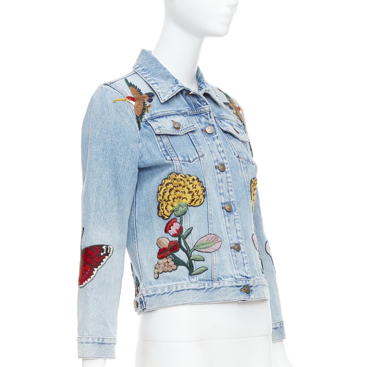 GUCCI L'Aveugle Par Amour chaqueta vaquera bordada parche azul IT38 XS en Excelente Estado en Hong Kong, NT