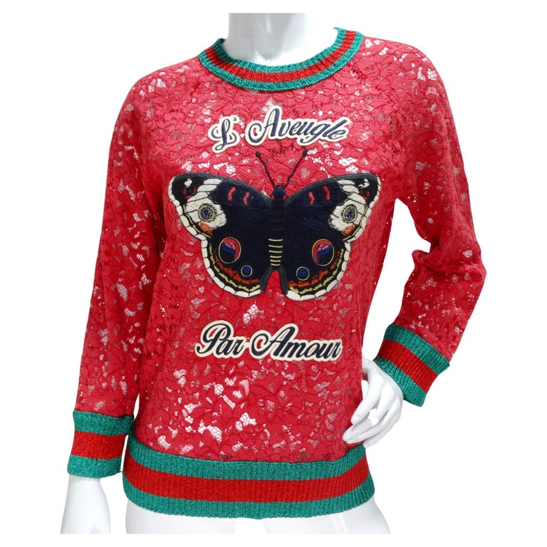 Gucci L'Aveugle Par Amour Graphic Print Sweatshirt For Sale at 1stDibs